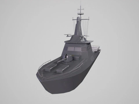 MILITARY ROCKET BOAT with PBR Material 3D Model