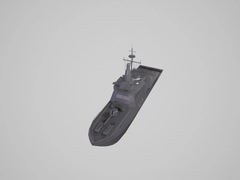 MILITARY ROCKET BOAT with PBR Material 3D Model