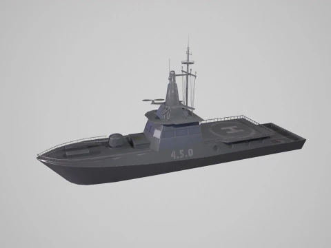 MILITARY ROCKET BOAT with PBR Material 3D Model
