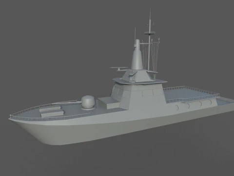MILITARY ROCKET BOAT with PBR Material 3D Model