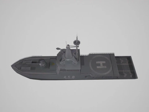 MILITARY ROCKET BOAT with PBR Material 3D Model