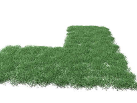 Realistic Lawn Grass Patch 3D Model