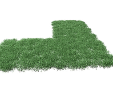 Realistic Lawn Grass Patch 3D Model