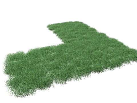 Realistic Lawn Grass Patch 3D Model