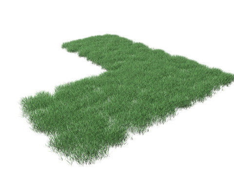 Realistic Lawn Grass Patch 3D Model