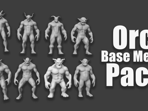 Jaring Dasar untuk Memahat Orc 8 Model Berkualitas TinggiIdeal untuk Memahat Model 3D