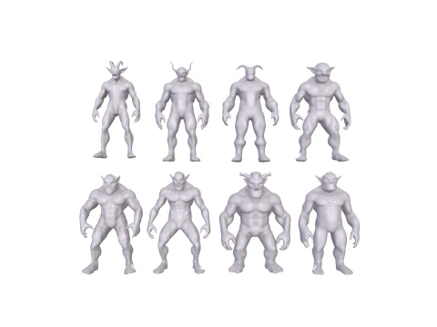 Base Mesh for Sculpting Orcs 8 High-Quality ModelsIdeal for Sculpting 3D Model