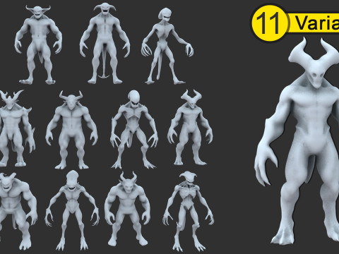 Monster and Demon Base Mesh Kit II 11 Diverse Designs 3D Model