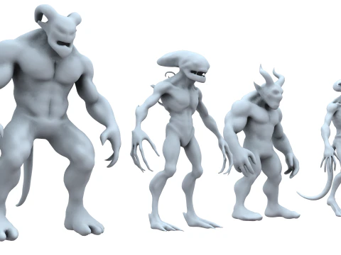Monster and Demon Base Mesh Kit II 11 Diverse Designs 3D Model