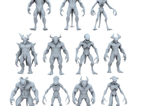 Monster and Demon Base Mesh Kit II 11 Diverse Designs 3D Model