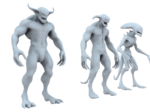 Monster and Demon Base Mesh Kit II 11 Diverse Designs 3D Модель