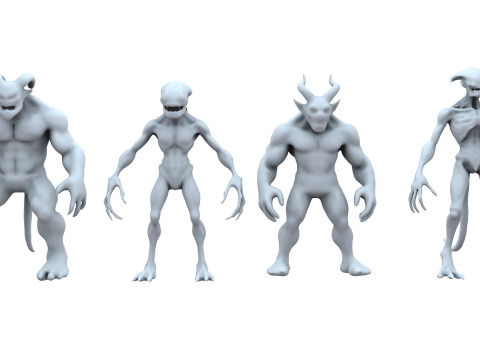 Monster and Demon Base Mesh Kit II 11 Diverse Designs 3D Модель