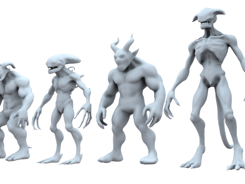 Monster and Demon Base Mesh Kit II 11 Diverse Designs 3D Модель
