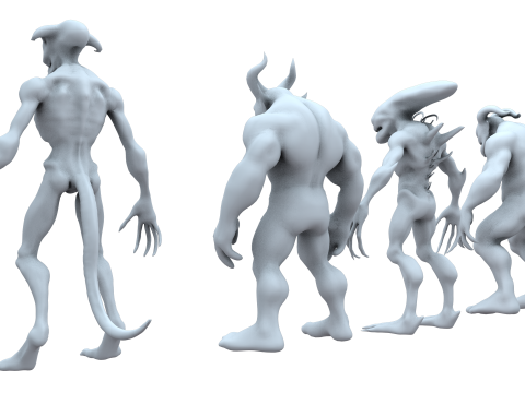 Monster and Demon Base Mesh Kit II 11 Diverse Designs 3D Модель