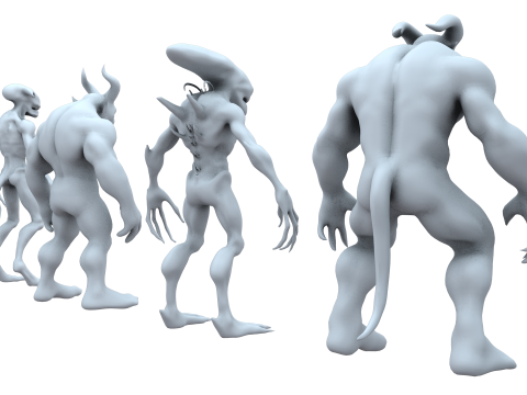 Monster and Demon Base Mesh Kit II 11 Diverse Designs 3D Модель