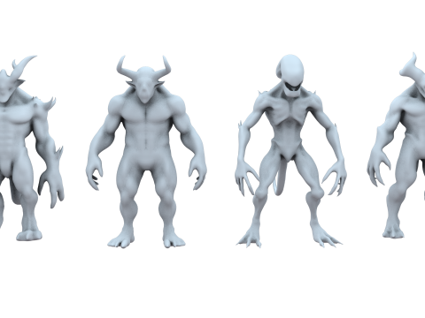 Monster and Demon Base Mesh Kit II 11 Diverse Designs 3D Модель