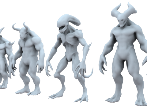 Monster and Demon Base Mesh Kit II 11 Diverse Designs 3D Модель