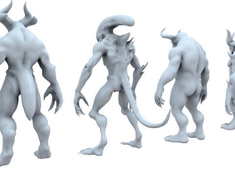 Monster and Demon Base Mesh Kit II 11 Diverse Designs 3D Модель
