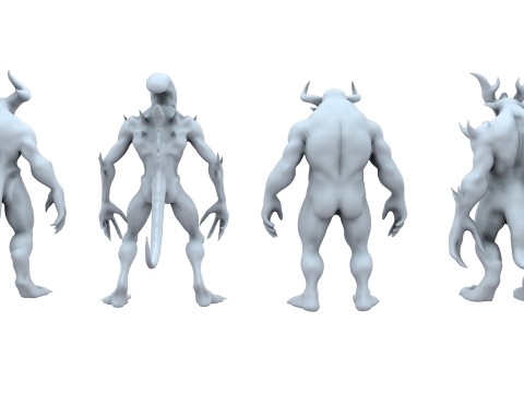 Monster and Demon Base Mesh Kit II 11 Diverse Designs 3D Модель