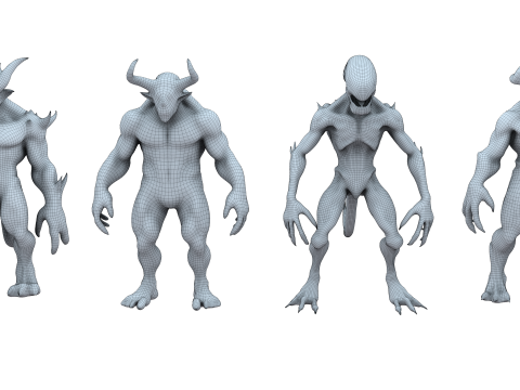 Monster and Demon Base Mesh Kit II 11 Diverse Designs 3D Модель