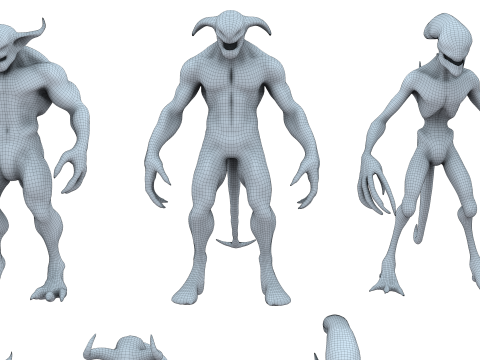 Monster and Demon Base Mesh Kit II 11 Diverse Designs 3D Модель