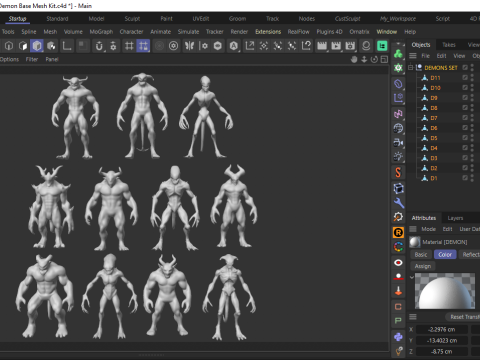 Monster and Demon Base Mesh Kit II 11 Diverse Designs 3D Модель