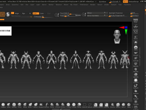 Monster and Demon Base Mesh Kit II 11 Diverse Designs 3D Модель