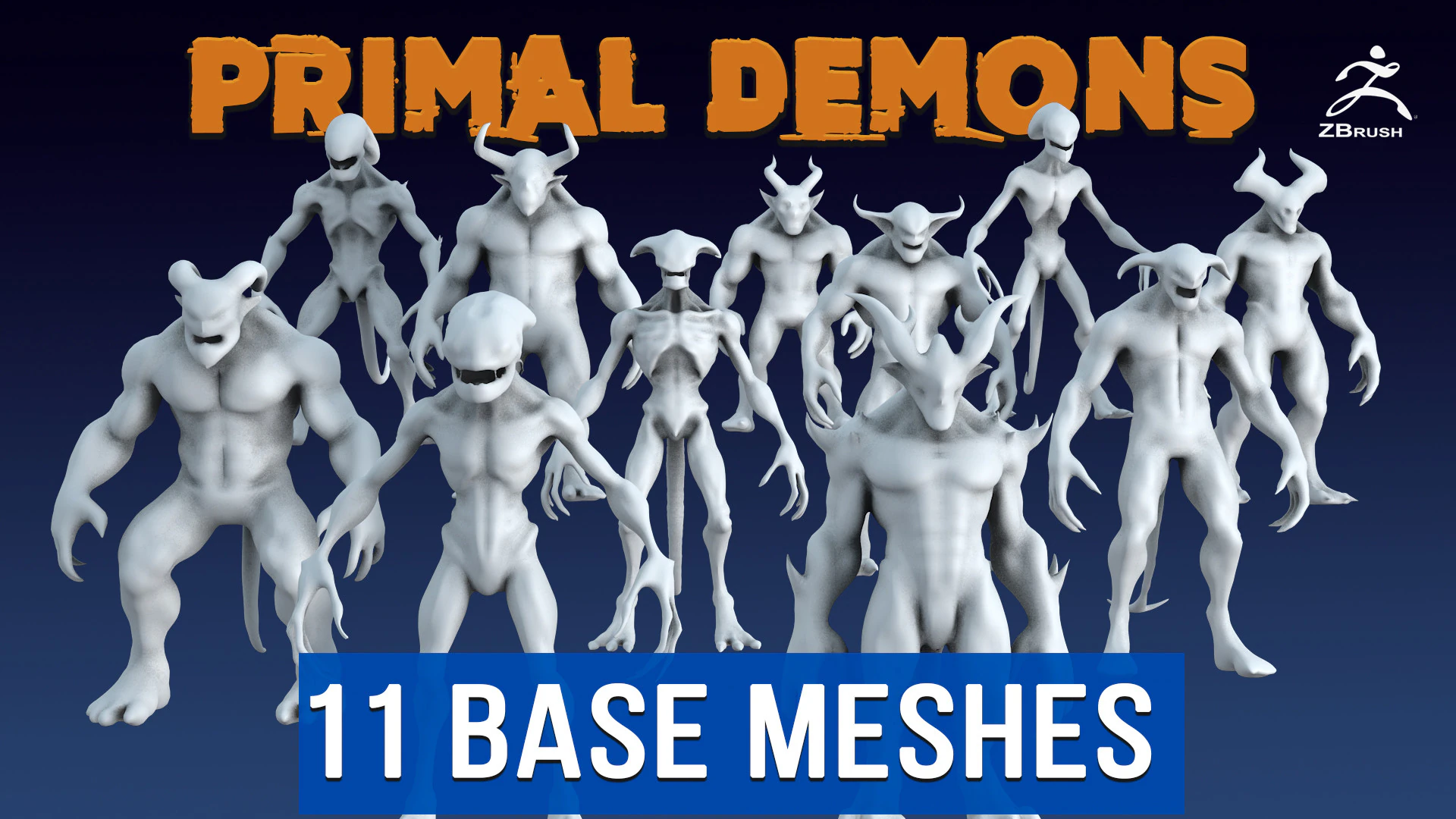 Monster and Demon Base Mesh Kit II 11 Diverse Designs 3D Model .c4d .max .obj .3ds .fbx .stl .blend