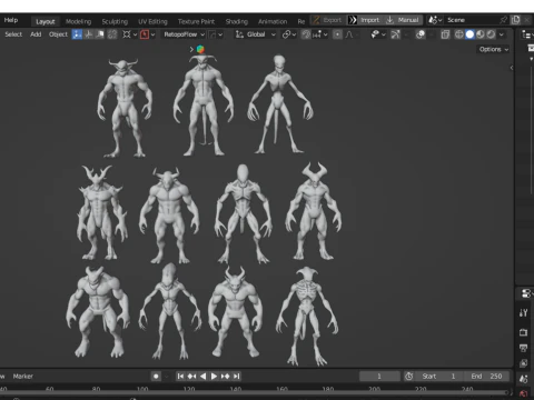 Primal Demons IMM Brush for Zbrush 3D Model