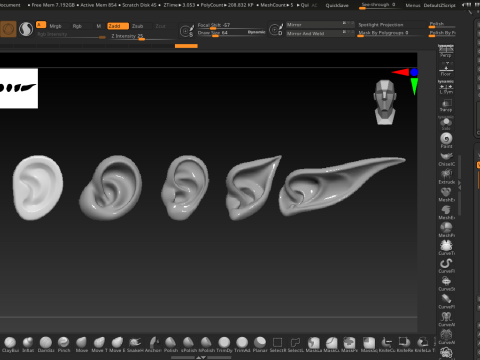 Versatile Ear Base Mesh Pack - 5 Stylized and Realistic Ears 3D Model