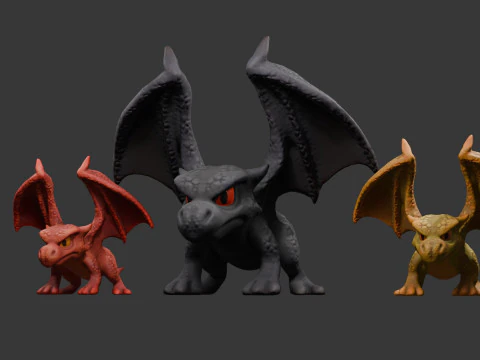 Drag&atilde;o estilizado pronto para jogo com 3 varia&ccedil;&otilde;es de textura Modelo 3D