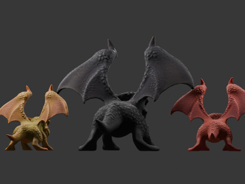 3 つのテクスチャ バリエーションを備えた様式化されたドラゴン ゲームに対応 3Dモデル