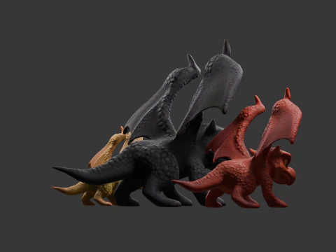 Stylized Dragon Game Ready with 3 Texture Variations 3D Model