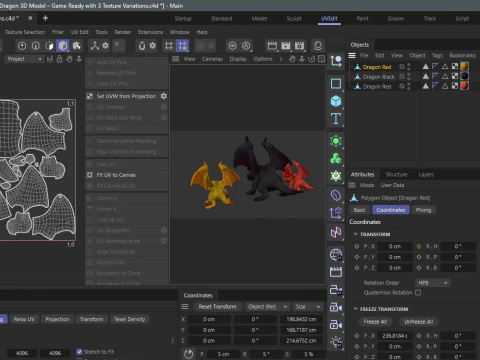 Stylized Dragon Game Ready with 3 Texture Variations 3D Model