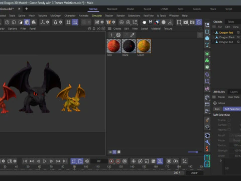 Stylized Dragon Game Ready with 3 Texture Variations 3D Model