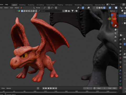 3 つのテクスチャ バリエーションを備えた様式化されたドラゴン ゲームに対応 3Dモデル