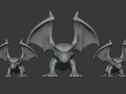 3 つのテクスチャ バリエーションを備えた様式化されたドラゴン ゲームに対応 3Dモデル