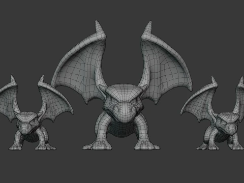 Stylized Dragon Game Ready with 3 Texture Variations 3D Model