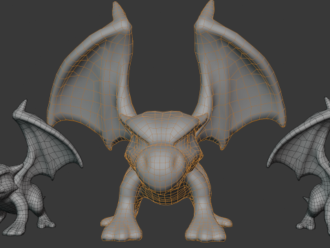 3 つのテクスチャ バリエーションを備えた様式化されたドラゴン ゲームに対応 3Dモデル