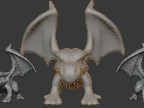 Stylized Dragon Game Ready with 3 Texture Variations 3D Model