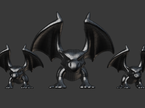 3 つのテクスチャ バリエーションを備えた様式化されたドラゴン ゲームに対応 3Dモデル