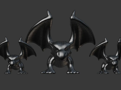 Stylized Dragon Game Ready with 3 Texture Variations 3D Model