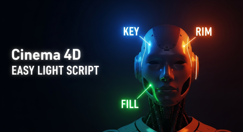 ワンクリックでの Cinema 4D 自動 3 ポイント ライティング用の簡単なライト スクリプト 3Dモデル .c4d .max .obj .3ds .fbx .stl .blend