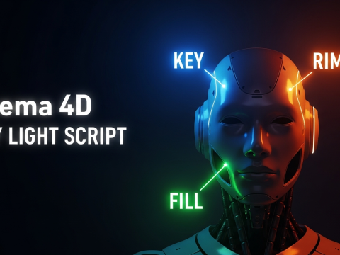 一键实现 Cinema 4D 自动 3 点照明的简单灯光脚本 3D 模型