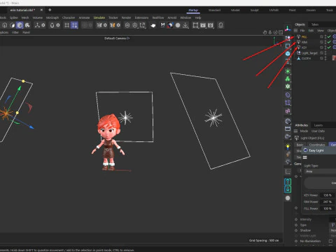 Easy Light Scripts for Cinema 4D Auto 3-Point Lighting in One Click 3D Model