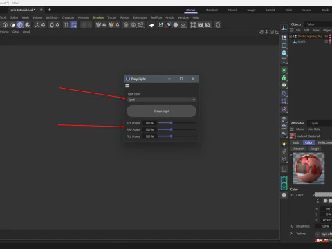 Easy Light Scripts for Cinema 4D Auto 3-Point Lighting in One Click 3D Model