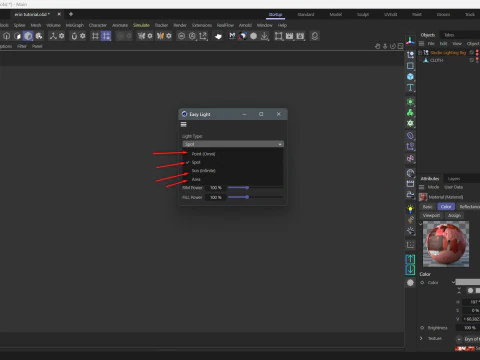 Easy Light Scripts for Cinema 4D Auto 3-Point Lighting in One Click 3D Model