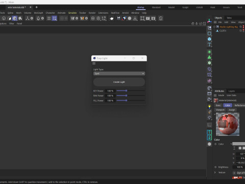 ワンクリックでの Cinema 4D 自動 3 ポイント ライティング用の簡単なライト スクリプト 3Dモデル
