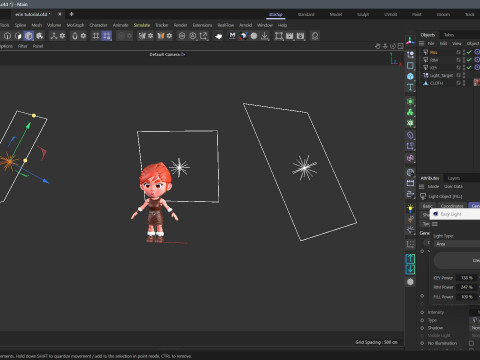 ワンクリックでの Cinema 4D 自動 3 ポイント ライティング用の簡単なライト スクリプト 3Dモデル