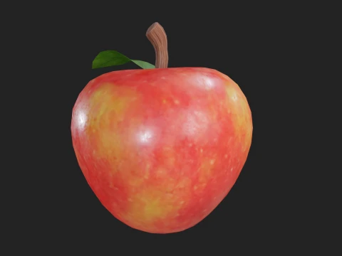 Stylized Low Poly Apple 3D Model